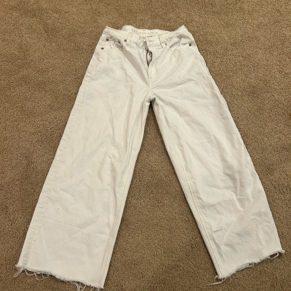 American Eagle Outfitters Women's Cream Flare Jeans